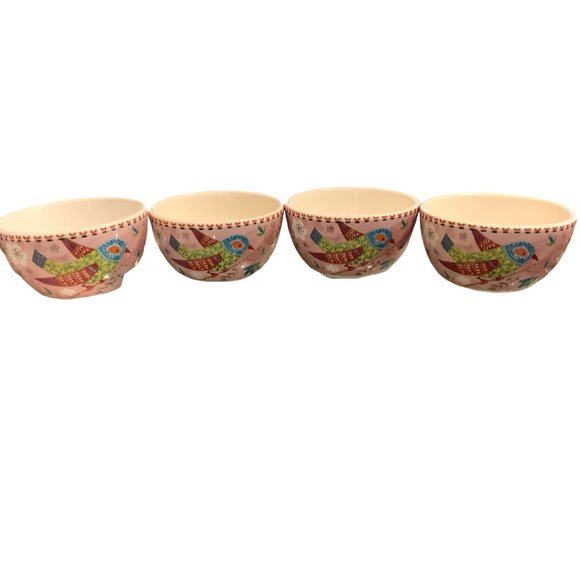 Pier 1 Kitchen Pier One Pink Bird Mini Bowls Ironstone Set Of 4
